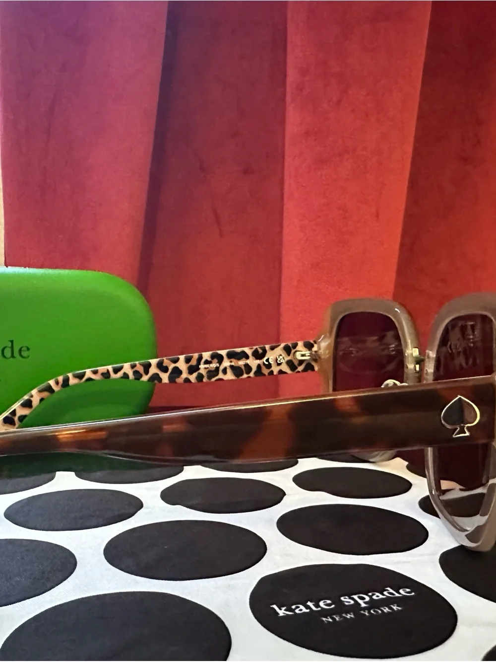 kate spade Brown Tortoiseshell Square Sunglasses with Dark Lenses